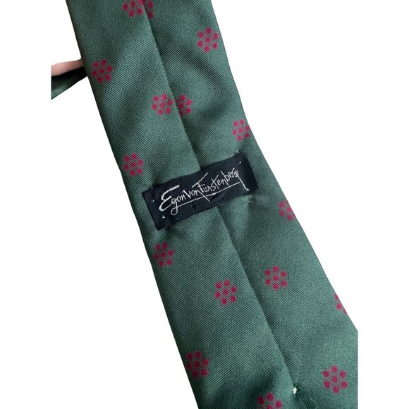 EGON VON FURSTENBERG Men's Vintage Green 100% Silk TIe - Picture 7 of 8